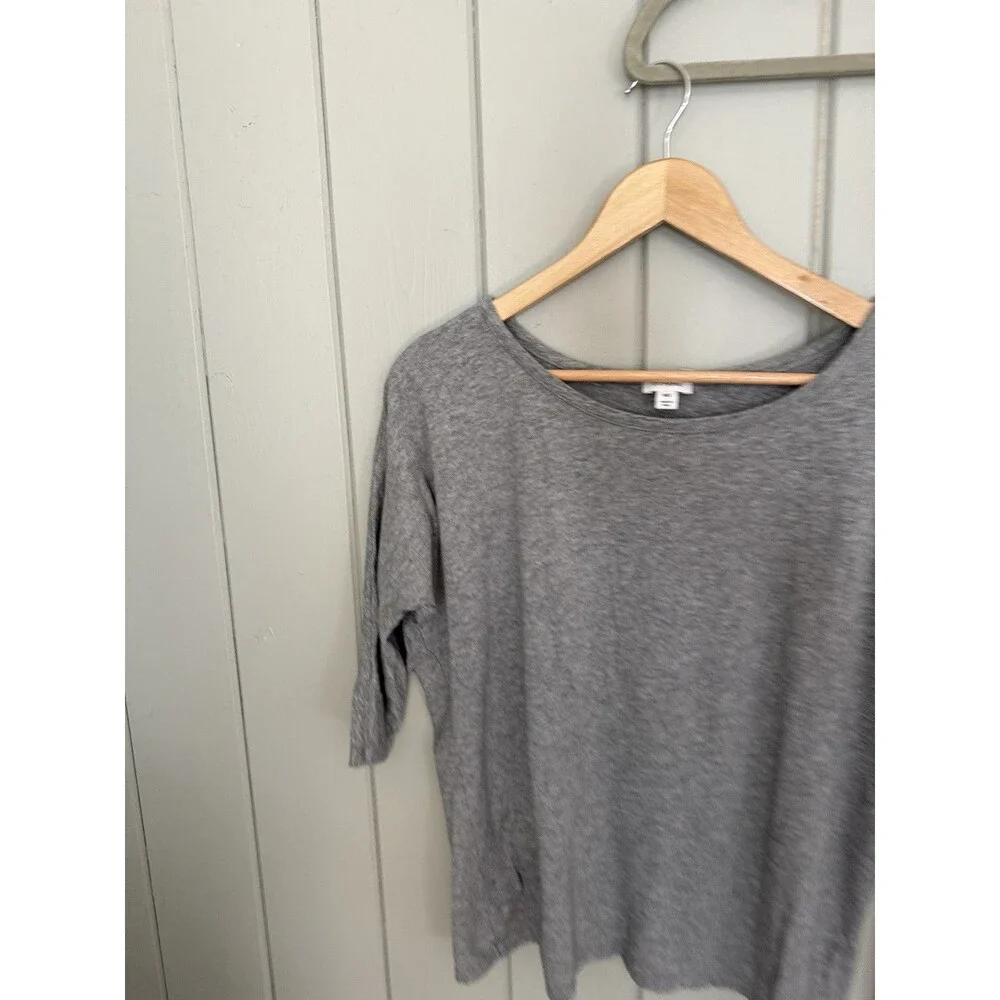 Cuyana Women's Lounge 2 Piece Set Top & Pants Heather Gray Pima Cotton Modal - Picture 2 of 7